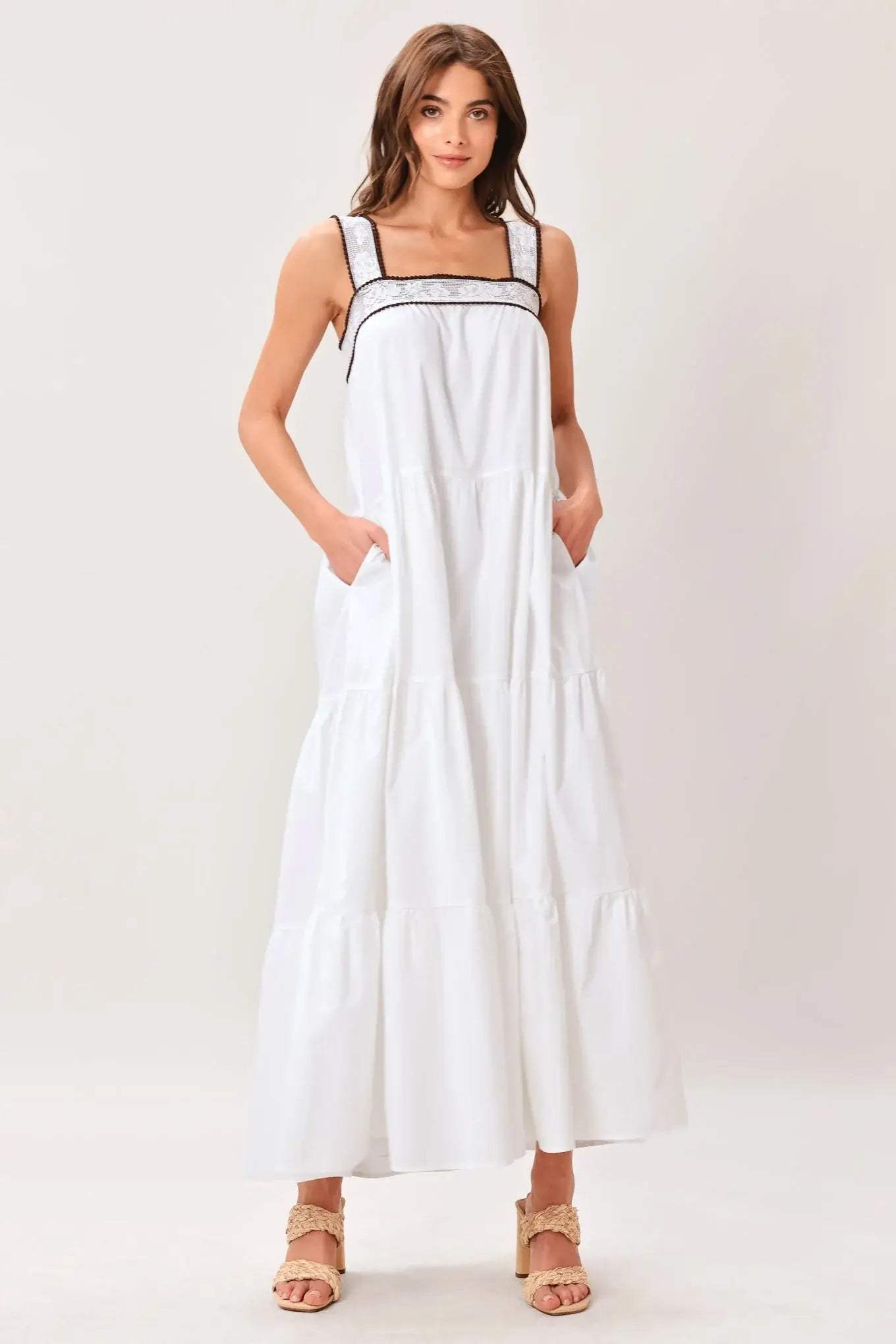 CLOUD LINE WOVEN MAXI DRESS - Flying Tomato - Flyclothing LLC