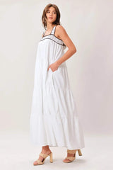 CLOUD LINE WOVEN MAXI DRESS - Flying Tomato - Flyclothing LLC