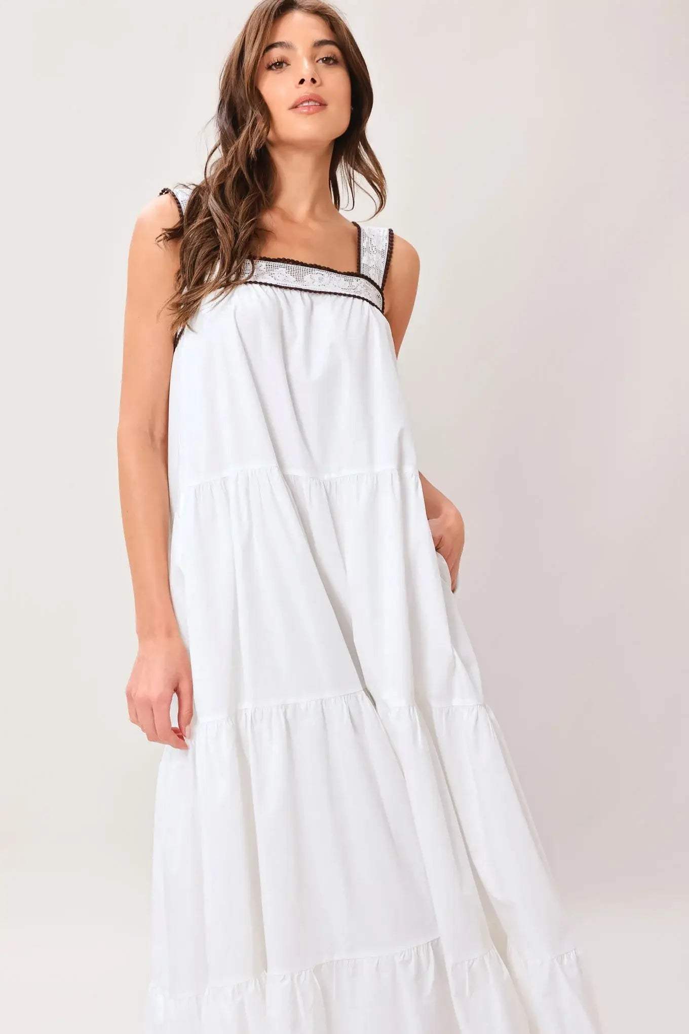 CLOUD LINE WOVEN MAXI DRESS - Flying Tomato - Flyclothing LLC
