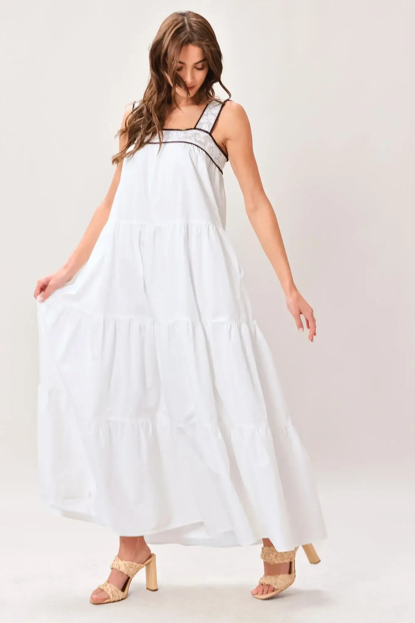 CLOUD LINE WOVEN MAXI DRESS - Flying Tomato - Flyclothing LLC