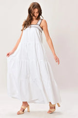 CLOUD LINE WOVEN MAXI DRESS - Flying Tomato - Flyclothing LLC