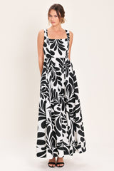 MONO BLOOM WOVEN MAXI DRESS - Flying Tomato - Flyclothing LLC