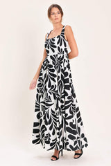 MONO BLOOM WOVEN MAXI DRESS - Flying Tomato - Flyclothing LLC