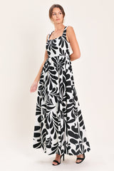MONO BLOOM WOVEN MAXI DRESS - Flying Tomato - Flyclothing LLC