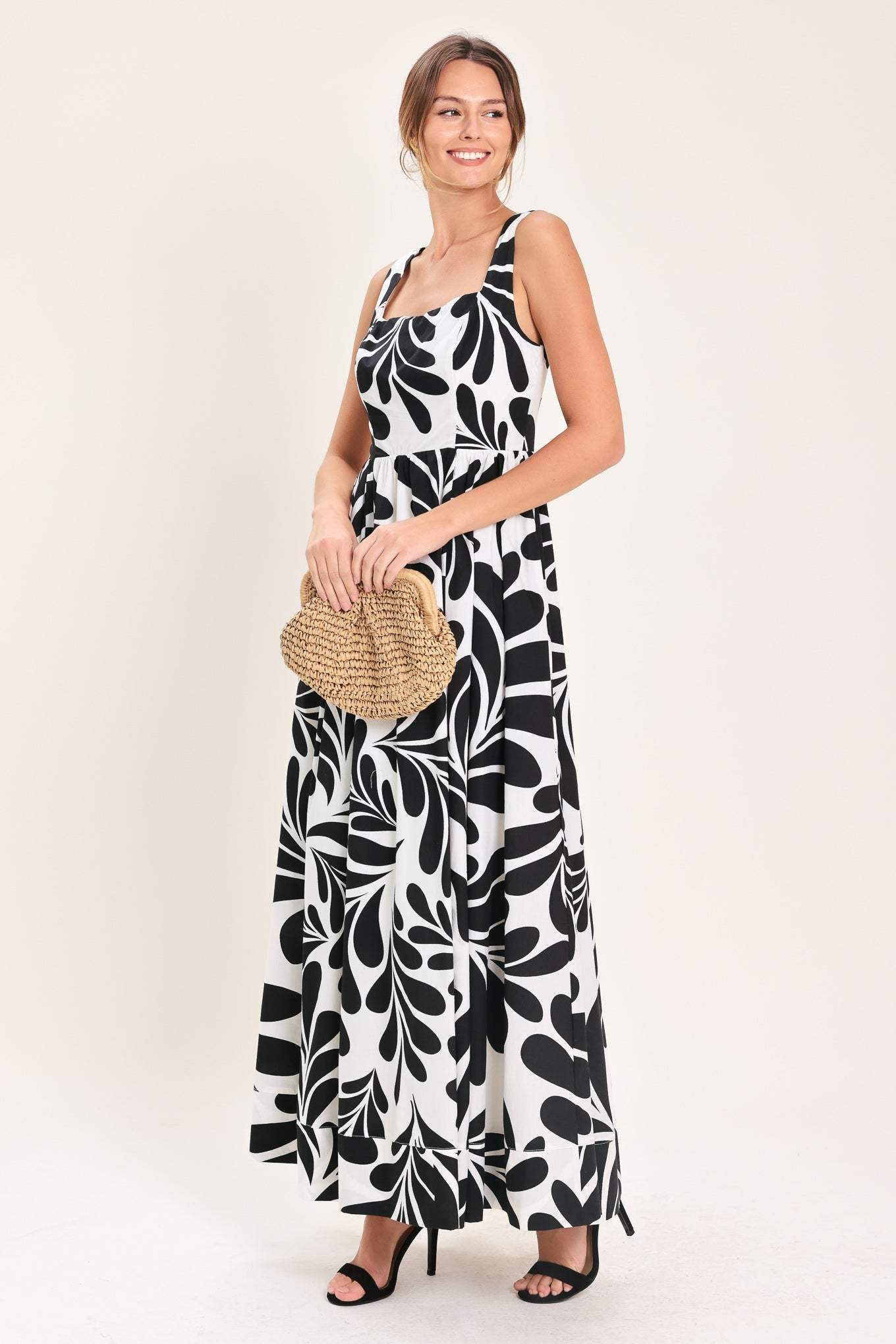 MONO BLOOM WOVEN MAXI DRESS - Flying Tomato - Flyclothing LLC