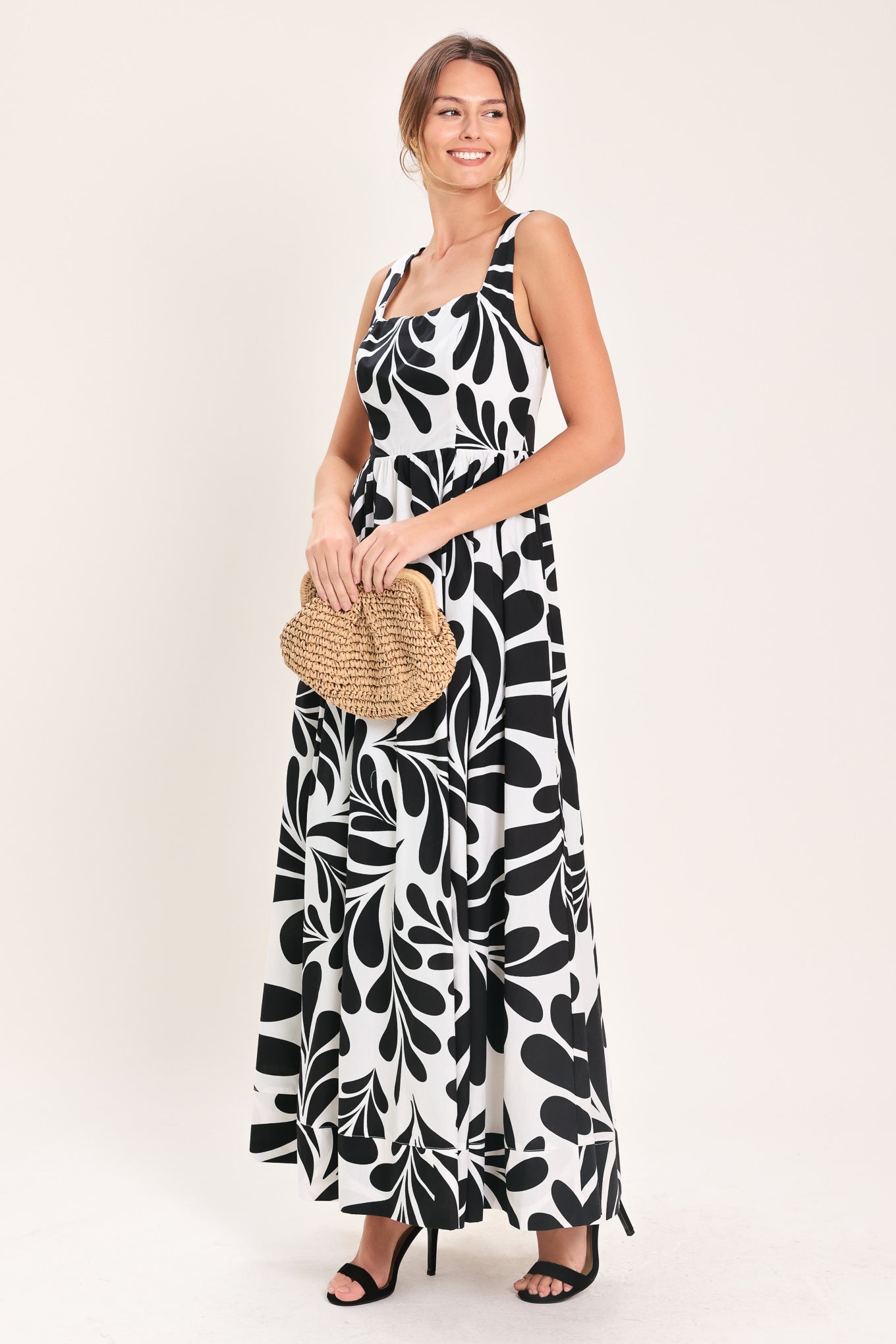 MONO BLOOM WOVEN MAXI DRESS - Flying Tomato - Flyclothing LLC