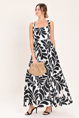 MONO BLOOM WOVEN MAXI DRESS - Flying Tomato - Flyclothing LLC