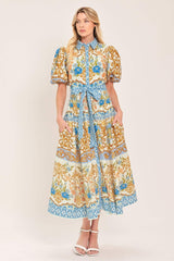ROYAL GARDEN SOIREE WOVEN MIDI SHIRT DRESS - Flying Tomato - Flyclothing LLC
