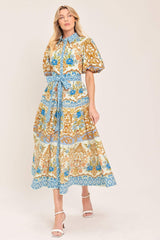ROYAL GARDEN SOIREE WOVEN MIDI SHIRT DRESS - Flying Tomato - Flyclothing LLC