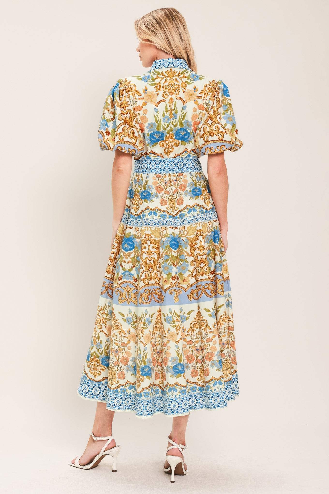 ROYAL GARDEN SOIREE WOVEN MIDI SHIRT DRESS - Flying Tomato - Flyclothing LLC