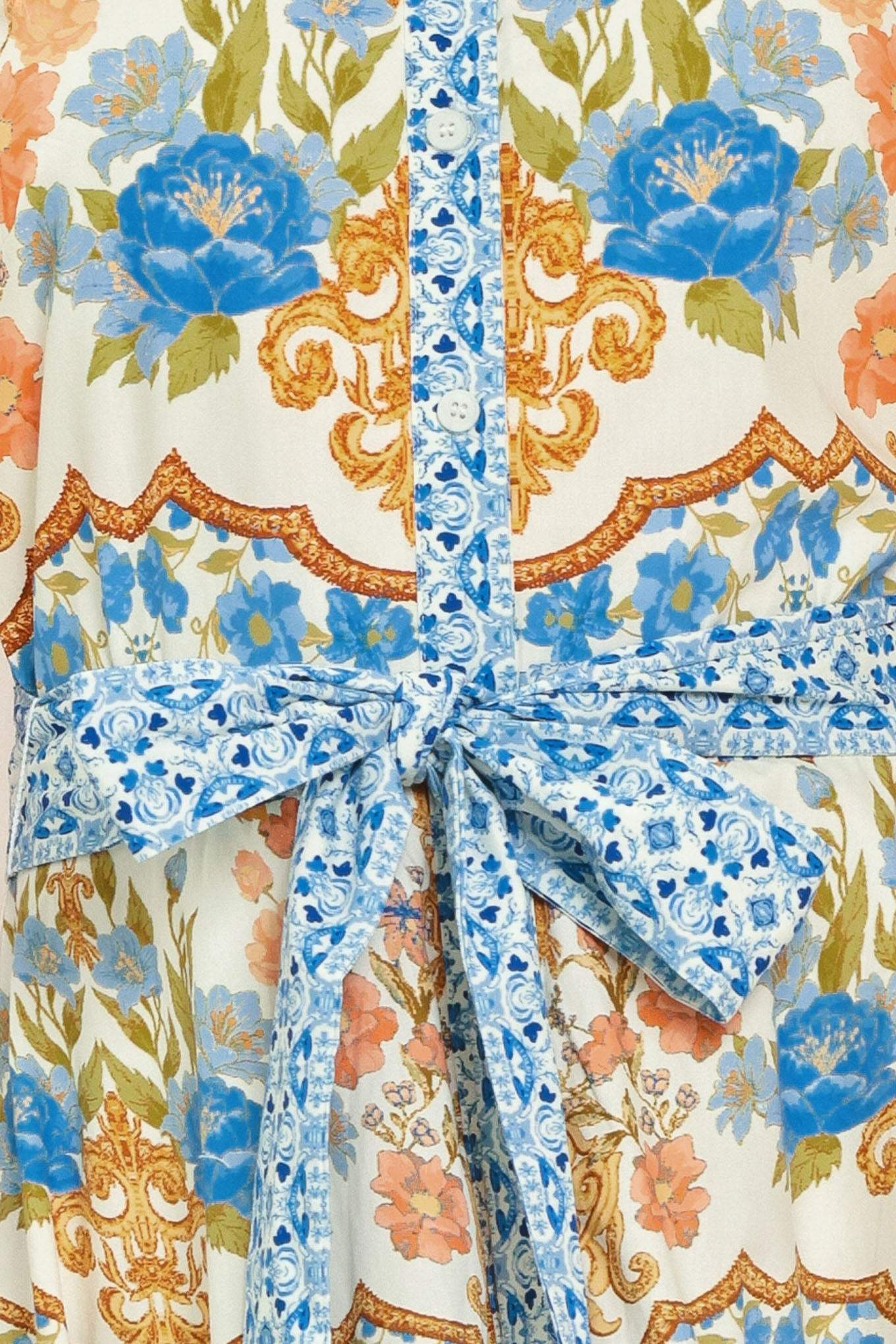 ROYAL GARDEN SOIREE WOVEN MIDI SHIRT DRESS - Flying Tomato - Flyclothing LLC