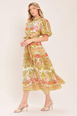 CHATEAU ROSE WOVEN MIDI SHIRT DRESS - Flying Tomato - Flyclothing LLC