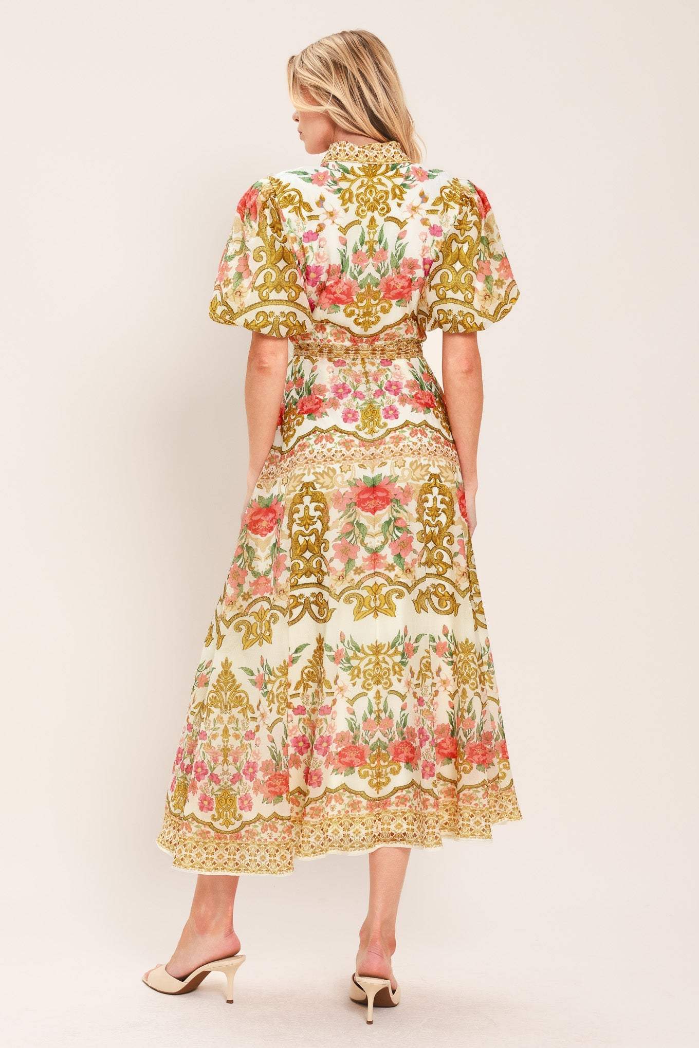 CHATEAU ROSE WOVEN MIDI SHIRT DRESS - Flying Tomato - Flyclothing LLC
