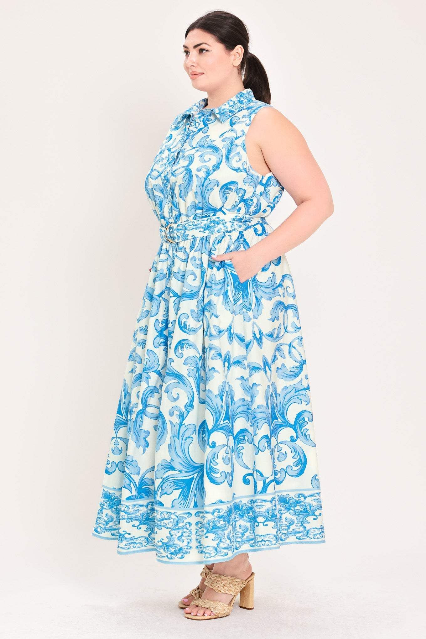 BLUE CHATEAU WOVEN MAXI DRESS - Flying Tomato - Flyclothing LLC