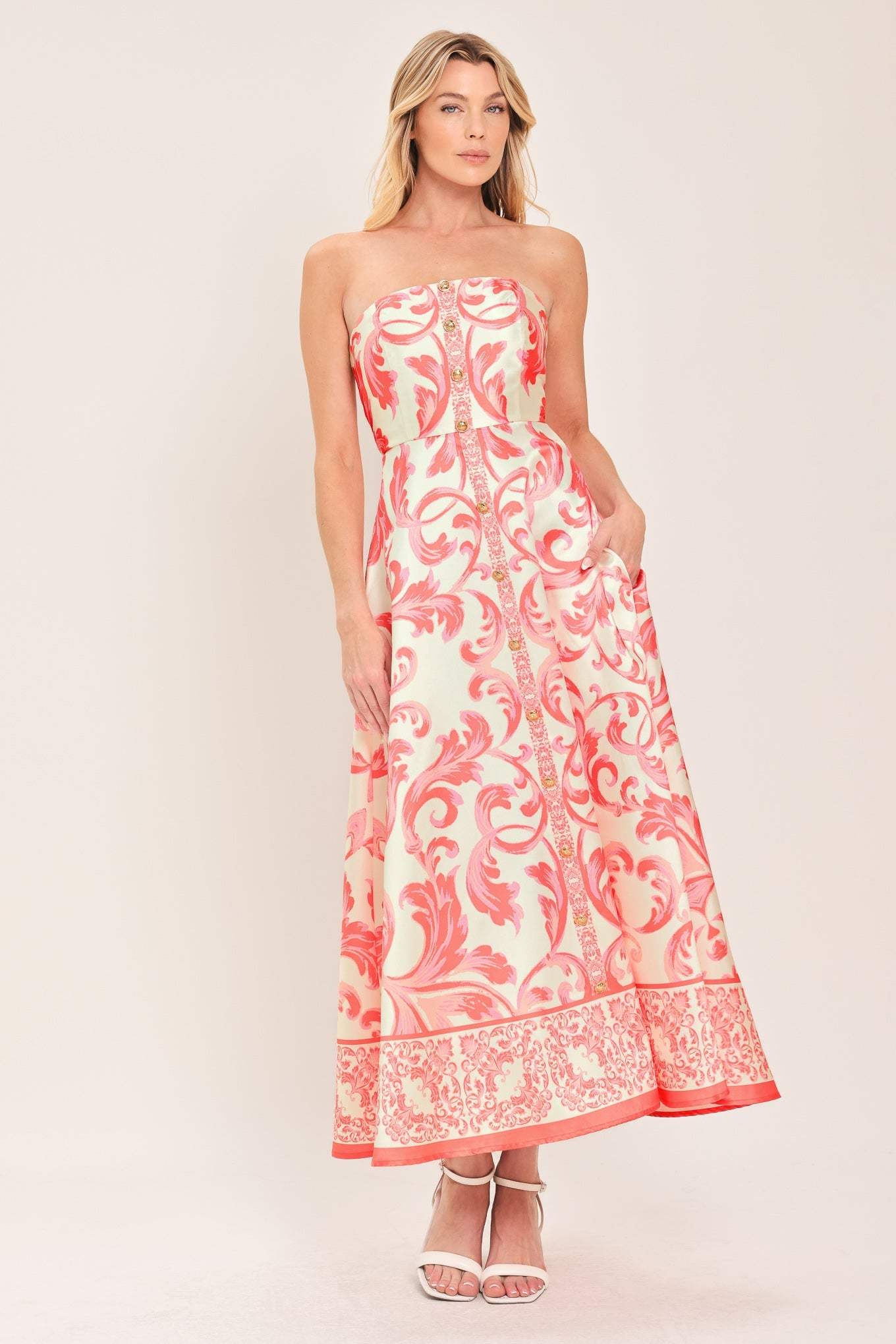 SUNSET ROYALTY WOVEN MIDI DRESS - Flying Tomato - Flyclothing LLC