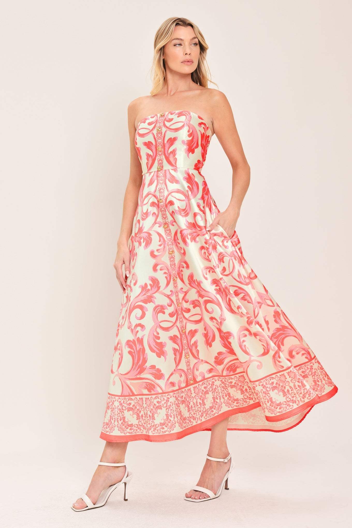 SUNSET ROYALTY WOVEN MIDI DRESS - Flying Tomato - Flyclothing LLC