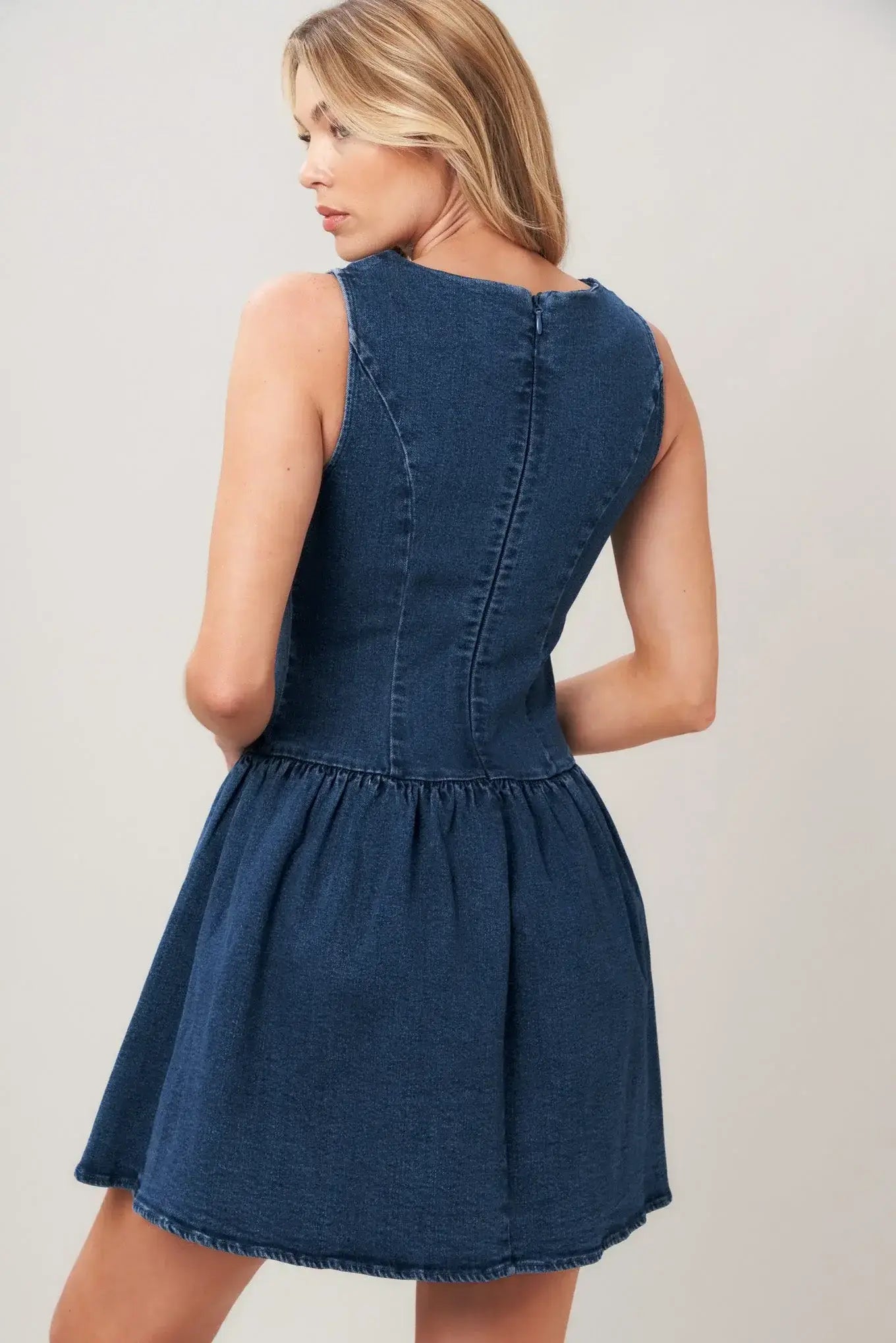 MODERN SWEET DENIM MINI DRESS - Flying Tomato - Flyclothing LLC