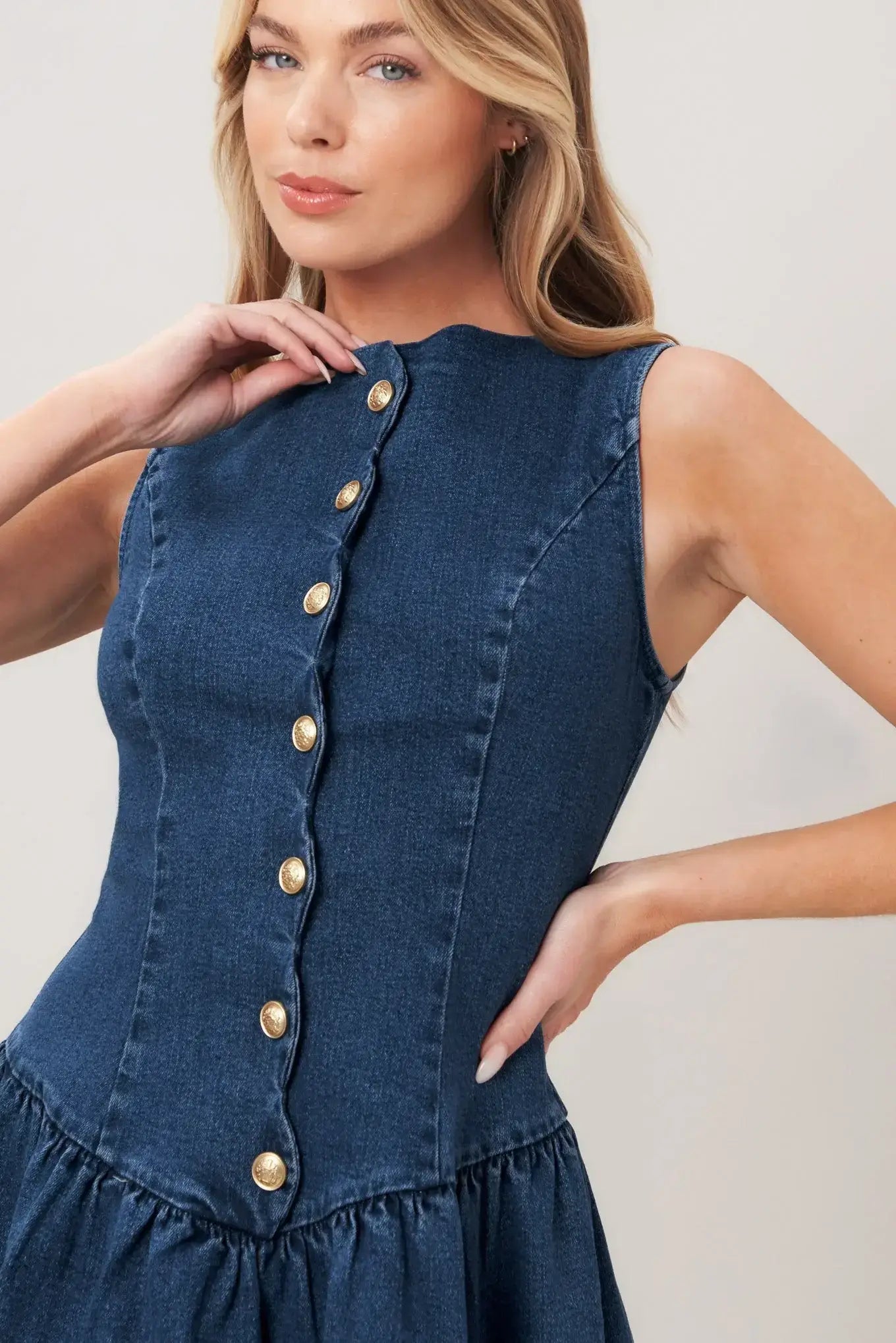 MODERN SWEET DENIM MINI DRESS - Flying Tomato - Flyclothing LLC