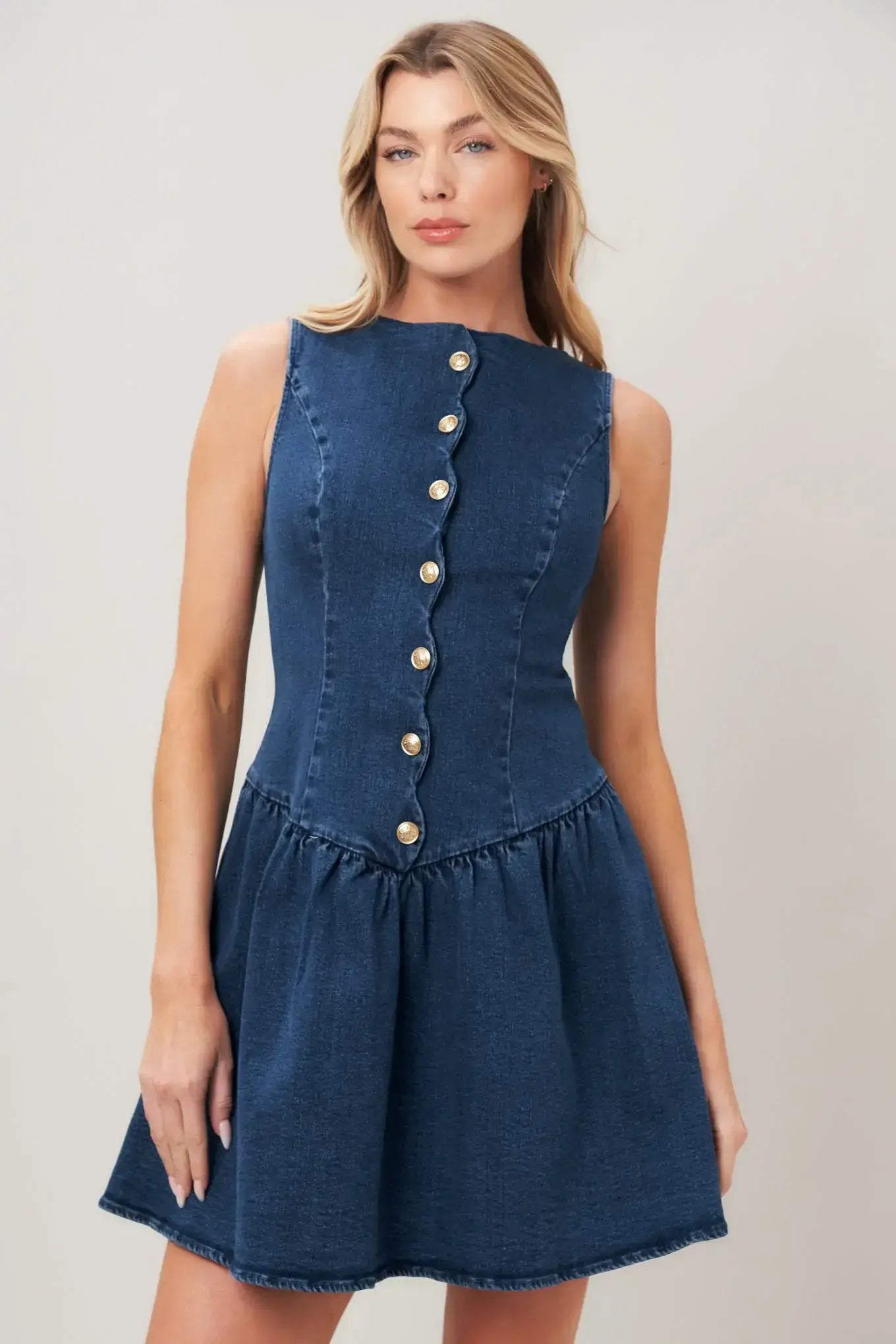 MODERN SWEET DENIM MINI DRESS - Flying Tomato - Flyclothing LLC