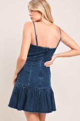 RIVET ROMANCE DENIM MINI DRESS - Flying Tomato - Flyclothing LLC