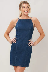 SECOND SKIN DENIM MINI DRESS - Flying Tomato - Flyclothing LLC