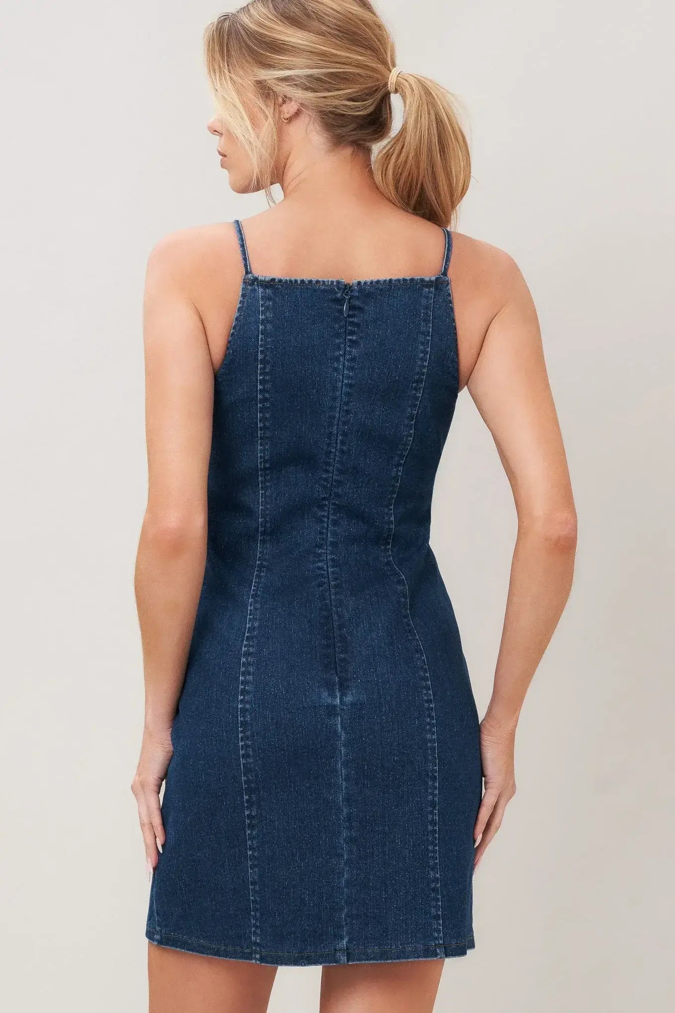 SECOND SKIN DENIM MINI DRESS - Flying Tomato - Flyclothing LLC