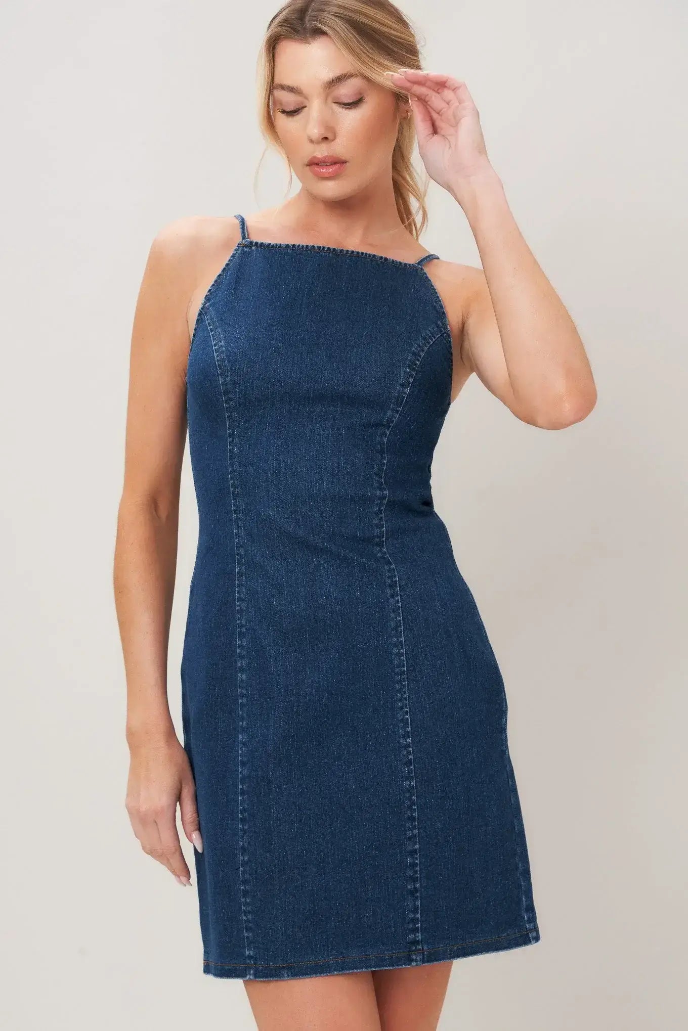 SECOND SKIN DENIM MINI DRESS - Flying Tomato - Flyclothing LLC