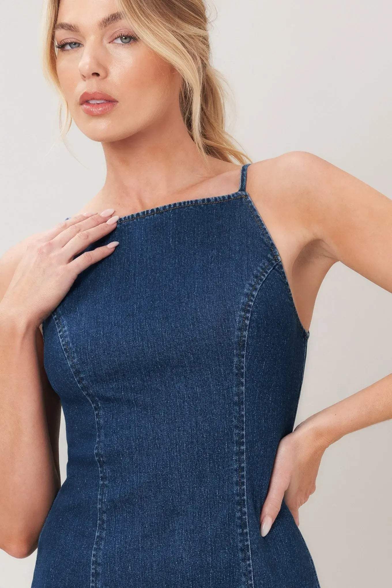 SECOND SKIN DENIM MINI DRESS - Flying Tomato - Flyclothing LLC