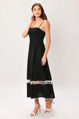 NOIR WHISPER WOVEN MIDI DRESS - Flying Tomato - Flyclothing LLC