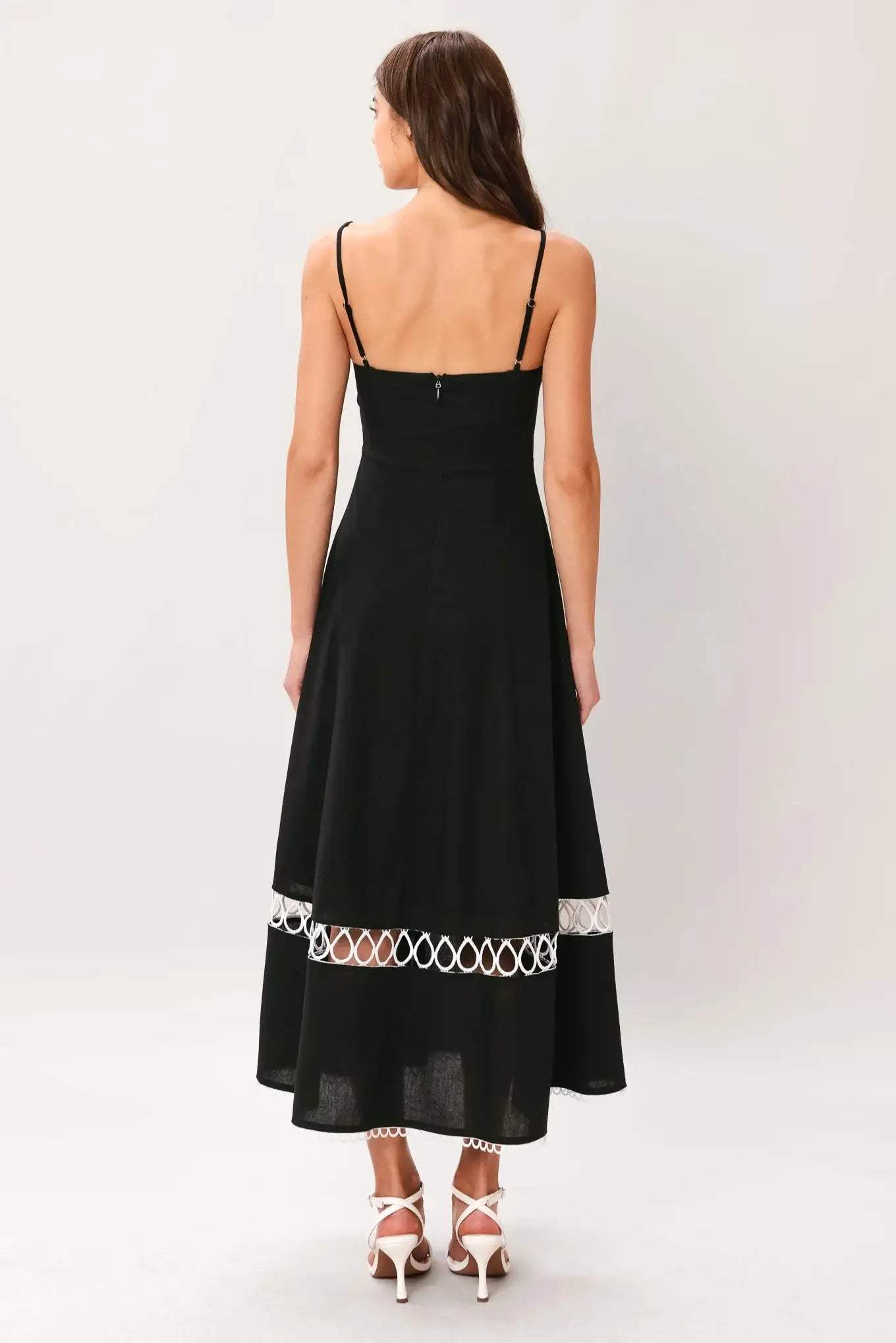 NOIR WHISPER WOVEN MIDI DRESS - Flying Tomato - Flyclothing LLC