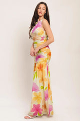 WARM BREEZE BLOOMS POWER MESH MAXI DRESS - Flying Tomato - Flyclothing LLC
