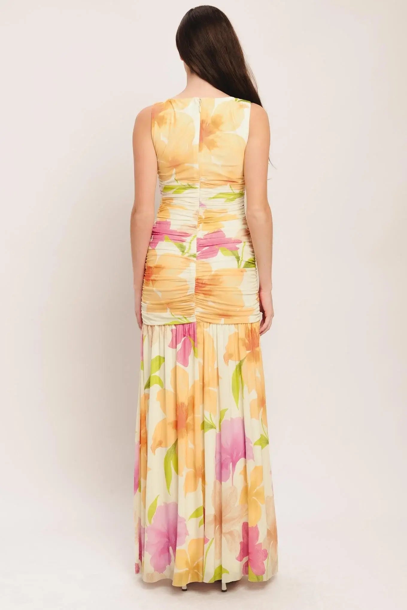 WARM BREEZE BLOOMS POWER MESH MAXI DRESS - Flying Tomato - Flyclothing LLC