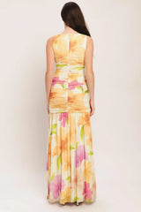 WARM BREEZE BLOOMS POWER MESH MAXI DRESS - Flying Tomato - Flyclothing LLC