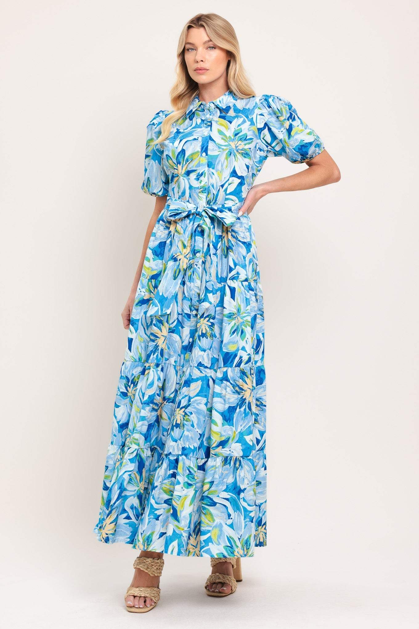 OCEAN GARDEN WOVEN MIDI DRESS - Flying Tomato - Flyclothing LLC