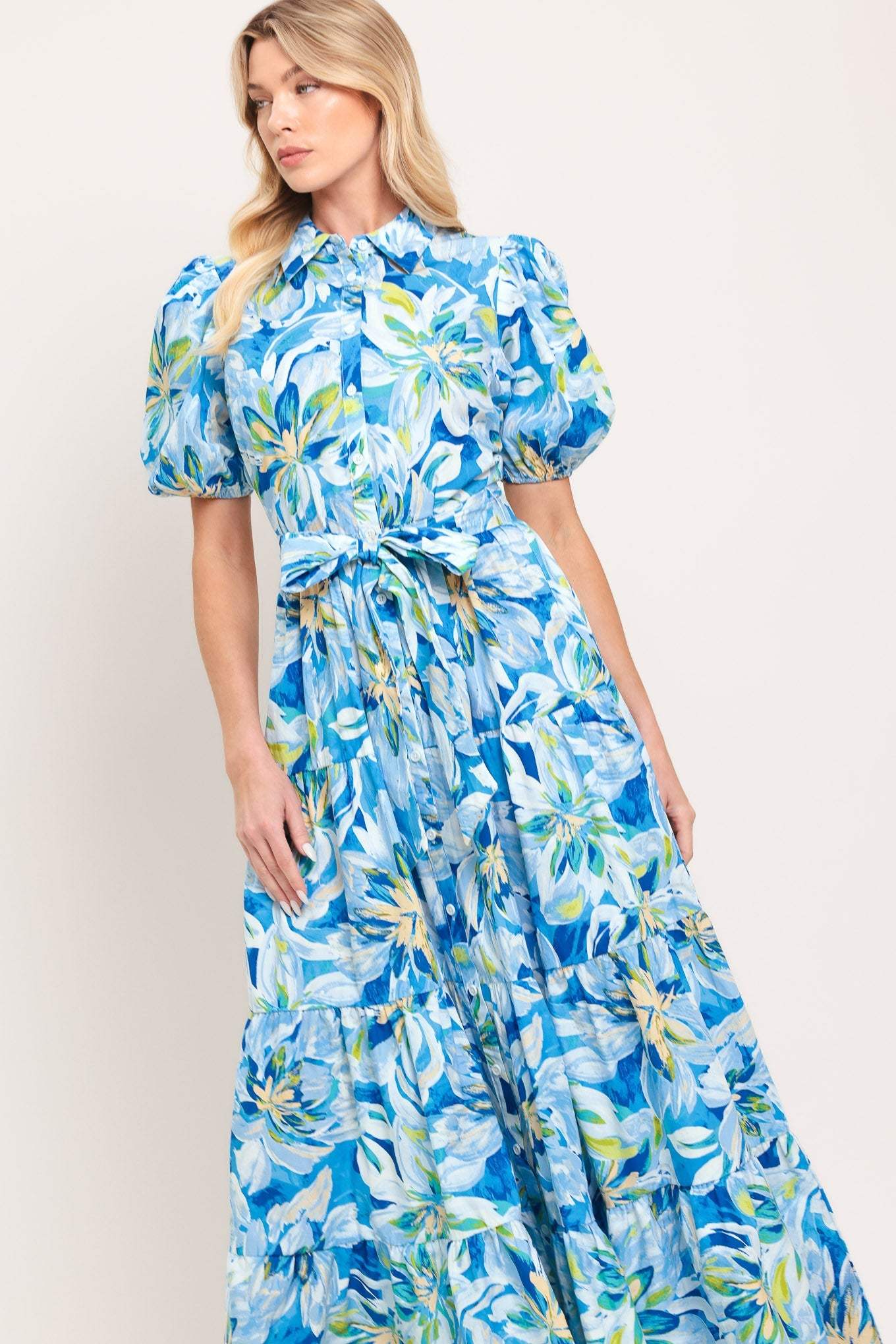 OCEAN GARDEN WOVEN MIDI DRESS - Flying Tomato - Flyclothing LLC