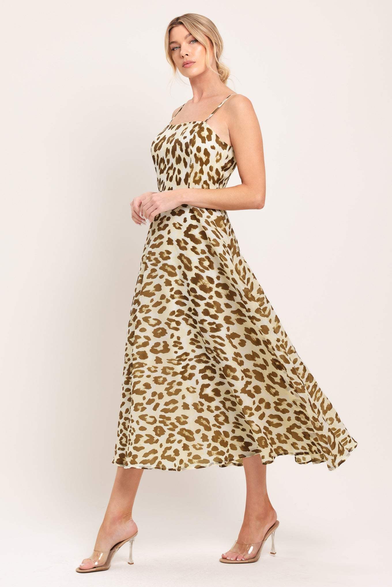 LEOPARD GRACE WOVEN MIDI DRESS - Flying Tomato - Flyclothing LLC