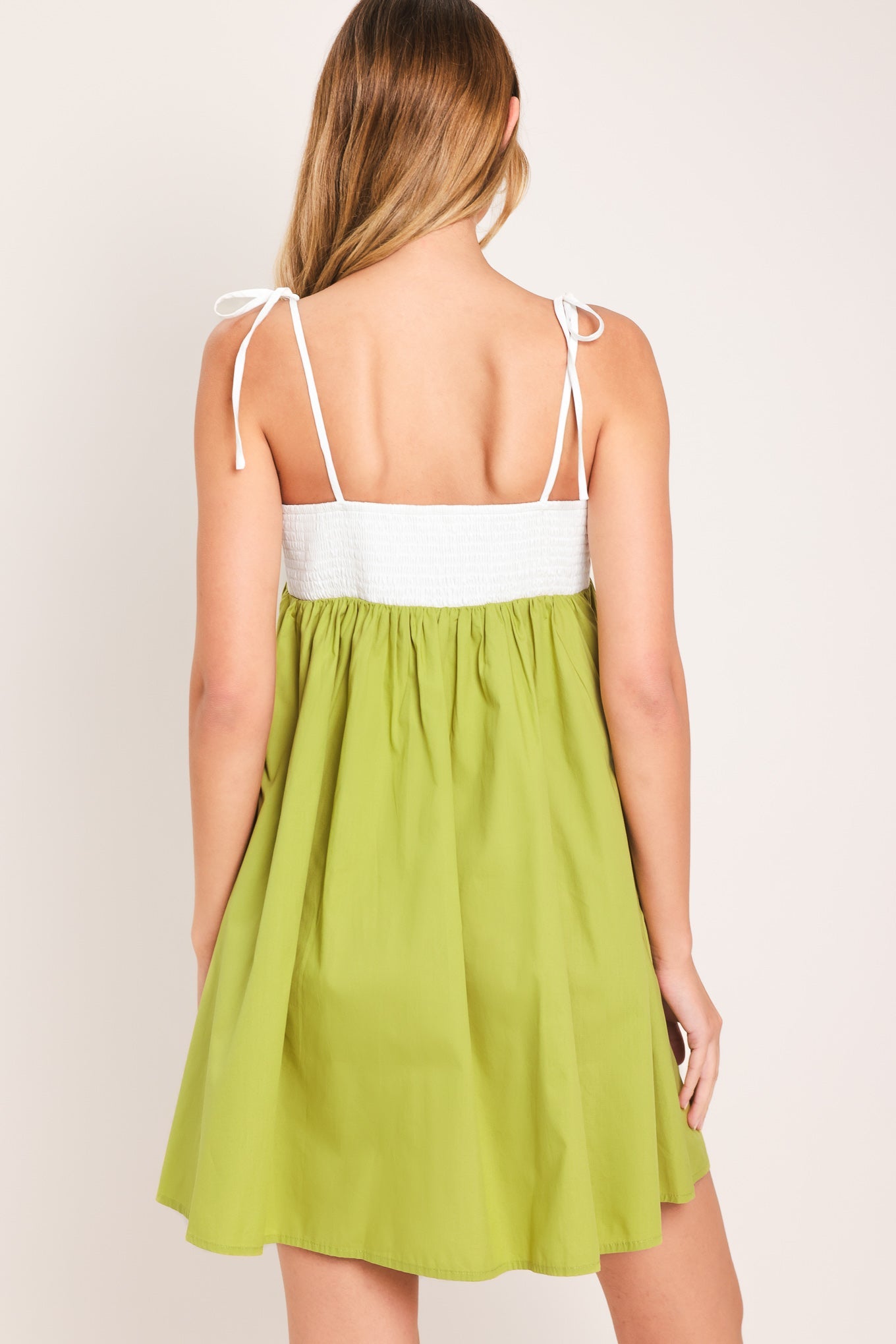 PLAYFUL LIME WOVEN MINI DRESS