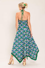 TROPICAL TEMPTATION HALTER WOVEN MIDI DRESS - Flying Tomato - Flyclothing LLC