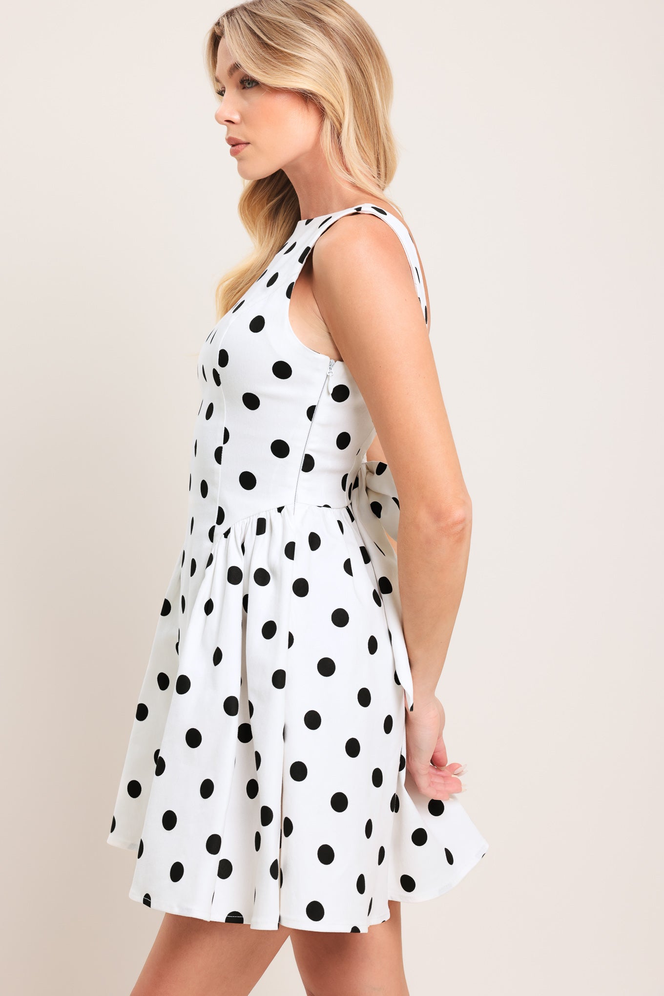 SPOTLIGHT LOVE DOT WOVEN MINI DRESS - Flying Tomato - Flyclothing LLC