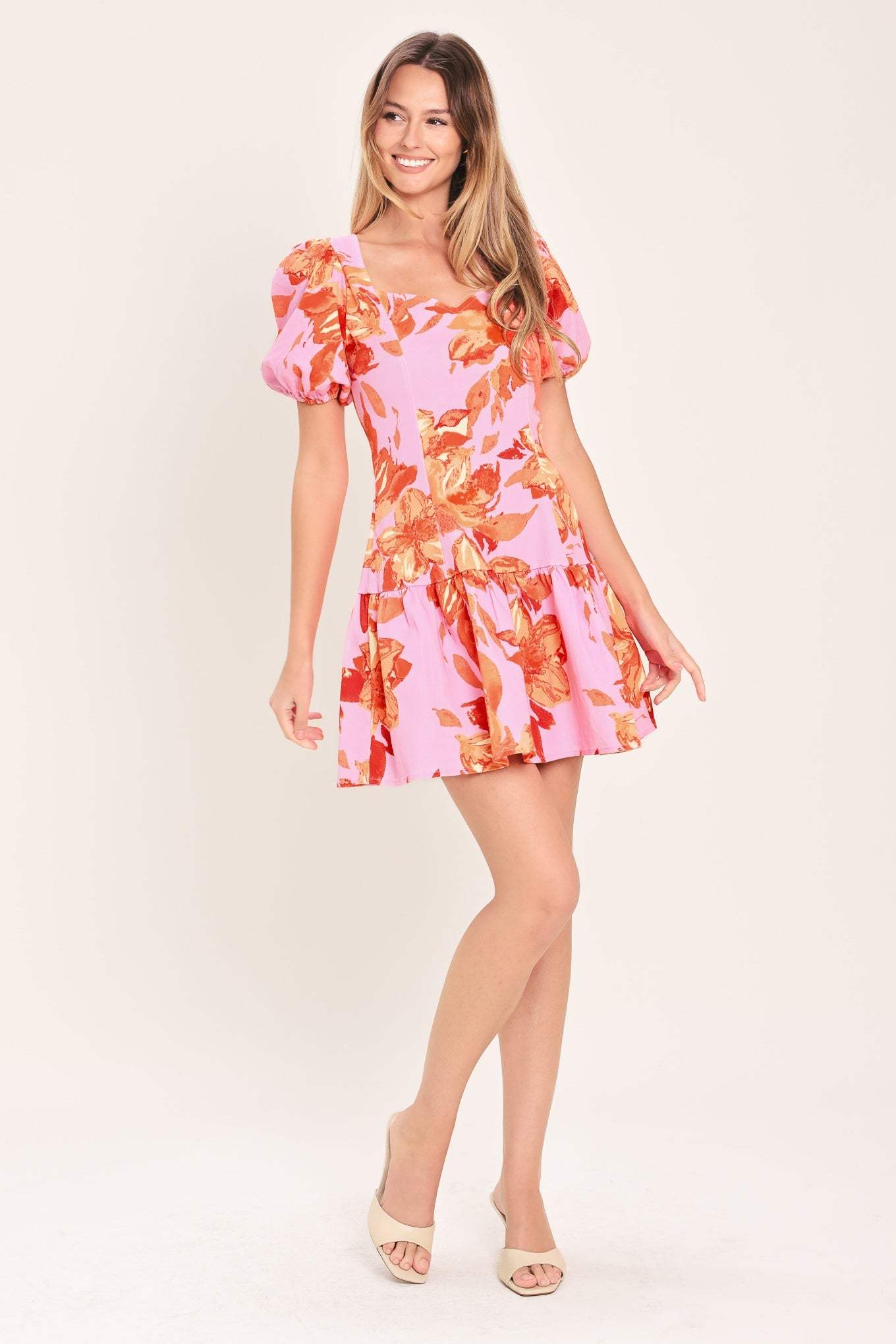 PINK BLOOM WOVEN MINI DRESS - Flying Tomato - Flyclothing LLC