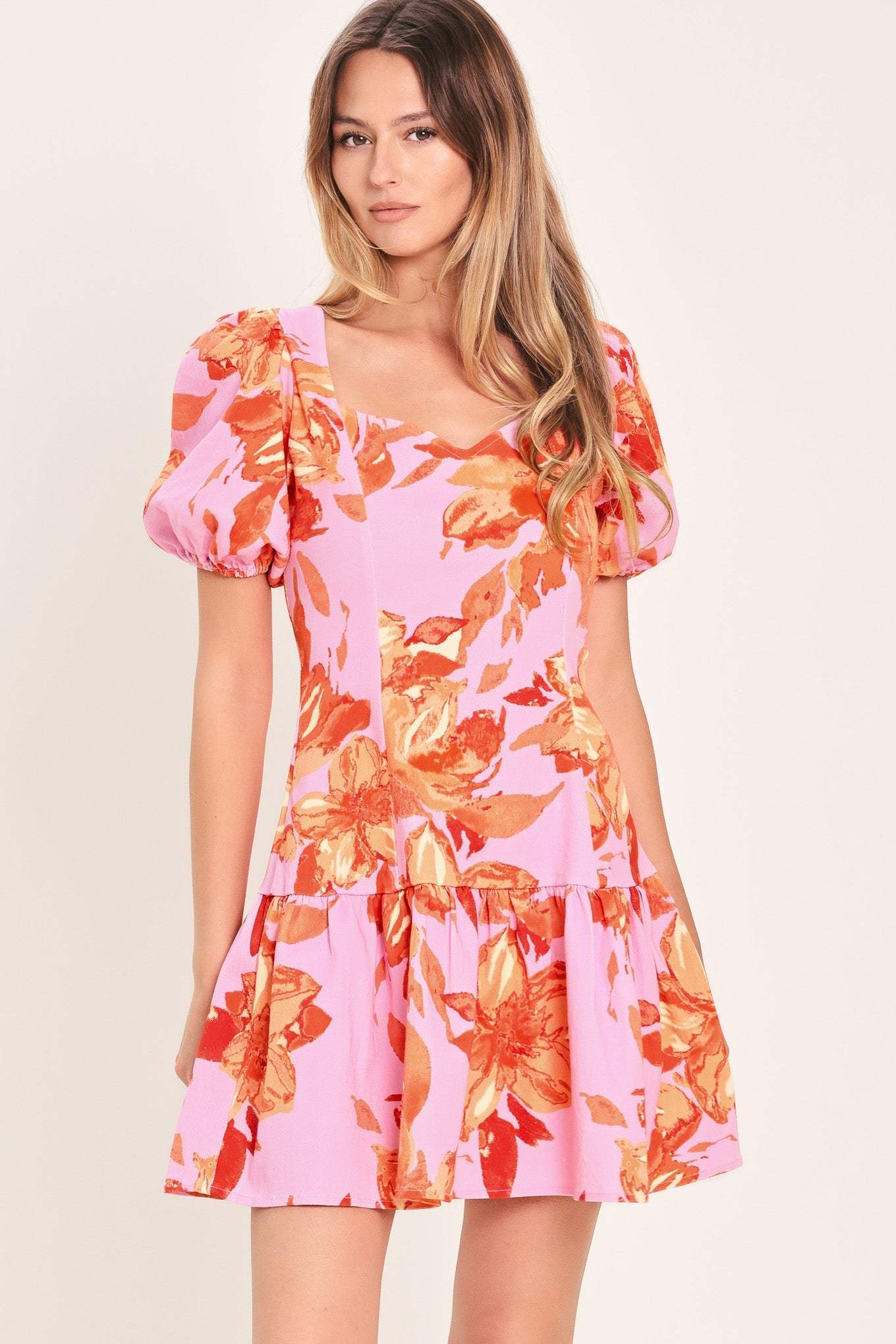 PINK BLOOM WOVEN MINI DRESS - Flying Tomato - Flyclothing LLC