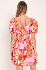 PINK BLOOM WOVEN MINI DRESS - Flying Tomato - Flyclothing LLC