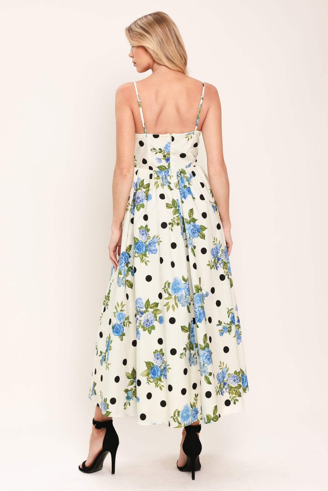 RETRO FLORA WOVEN MIDI DRESS