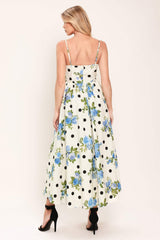 RETRO FLORA WOVEN MIDI DRESS