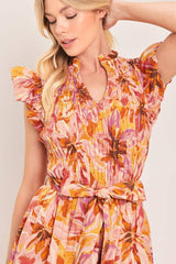 APRICOT BLOSSOM WOVEN MIDI DRESS - Flying Tomato - Flyclothing LLC