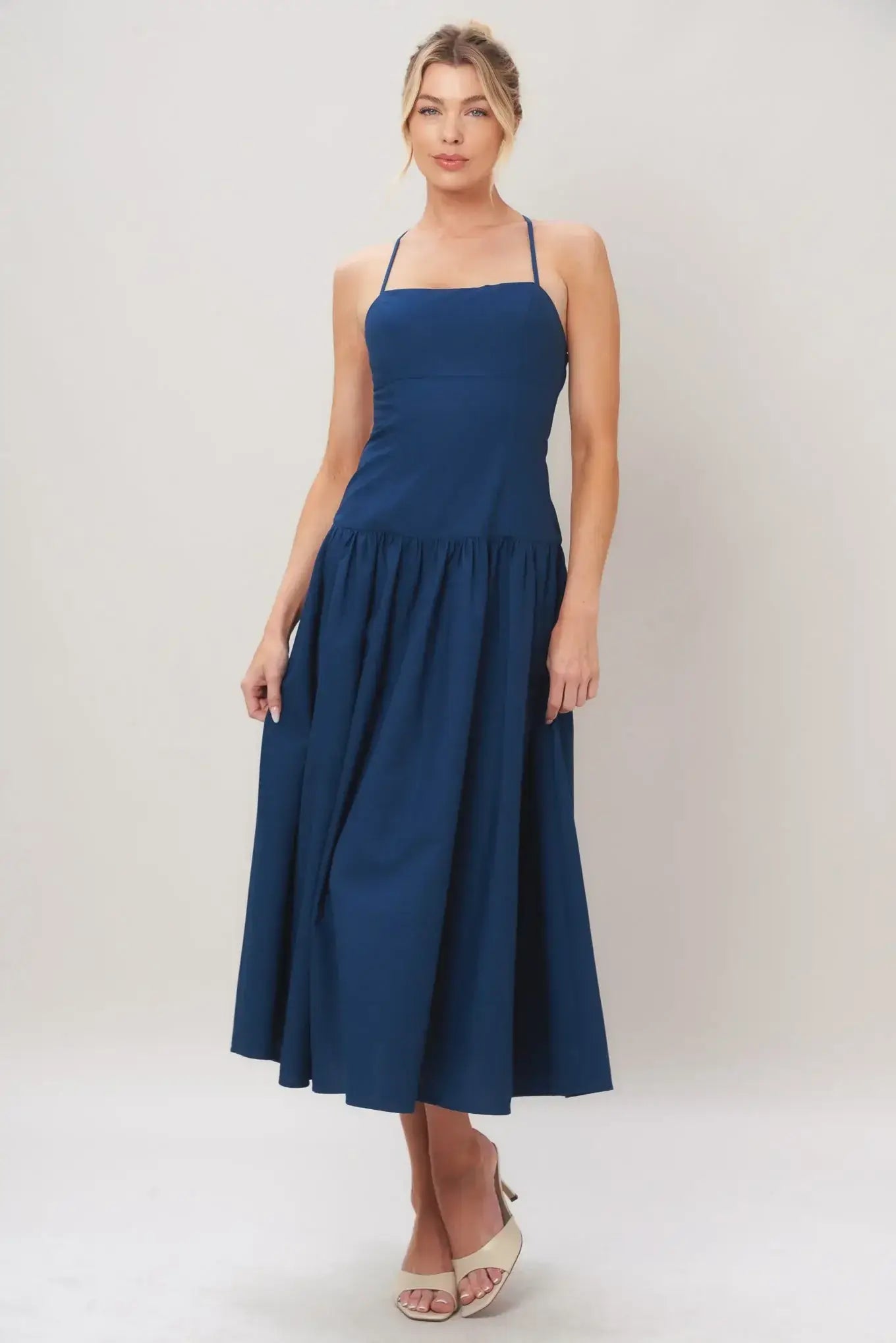 REFINED FLOW WOVEN MIDI DRESS - Flying Tomato - Flyclothing LLC