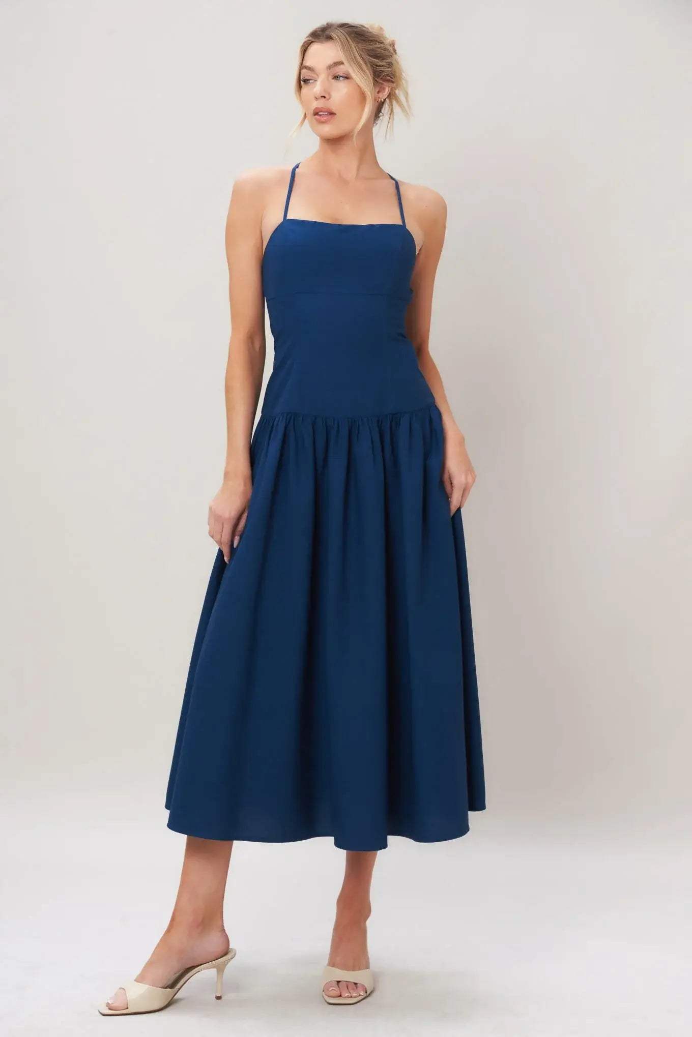 REFINED FLOW WOVEN MIDI DRESS - Flying Tomato - Flyclothing LLC