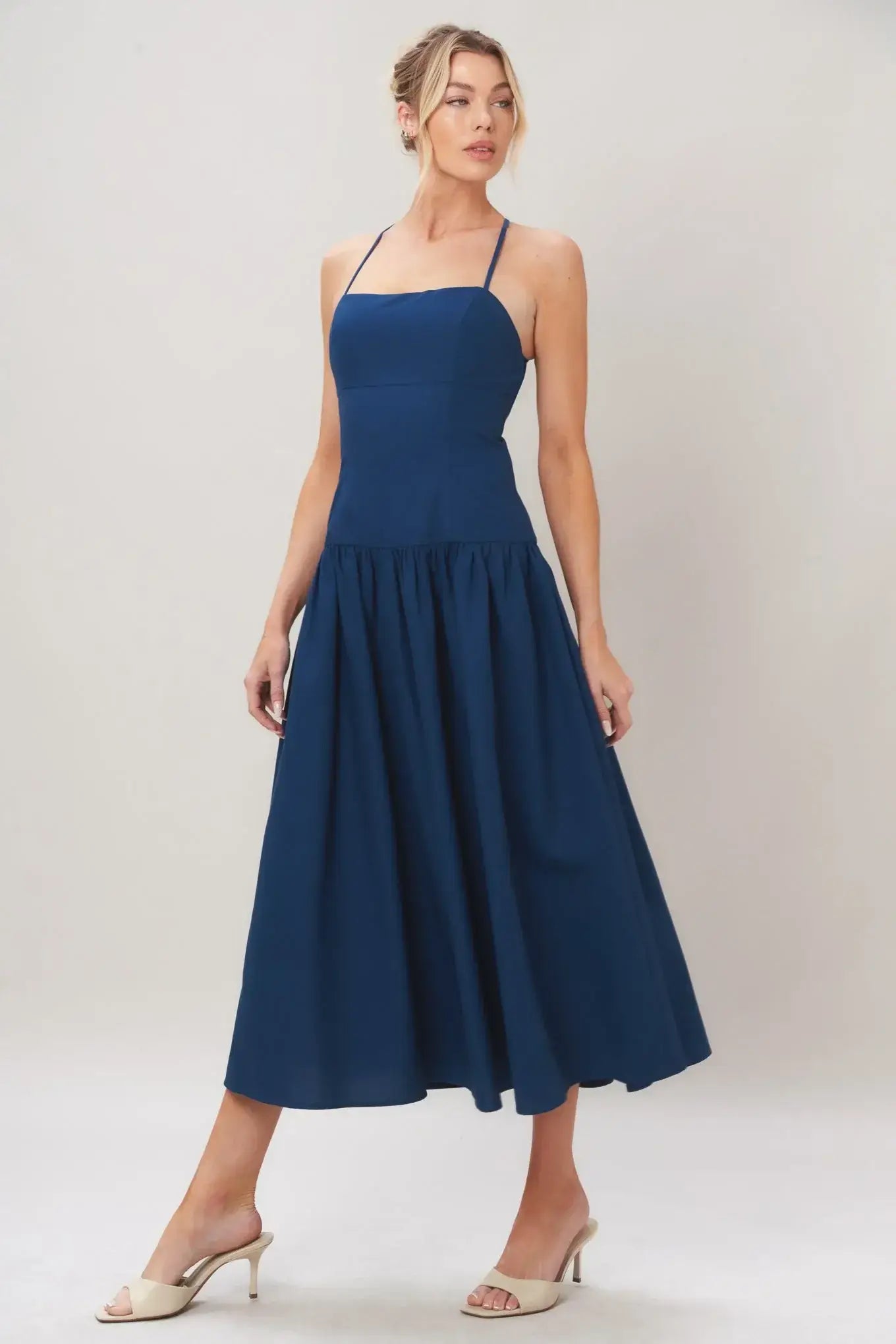 REFINED FLOW WOVEN MIDI DRESS - Flying Tomato - Flyclothing LLC