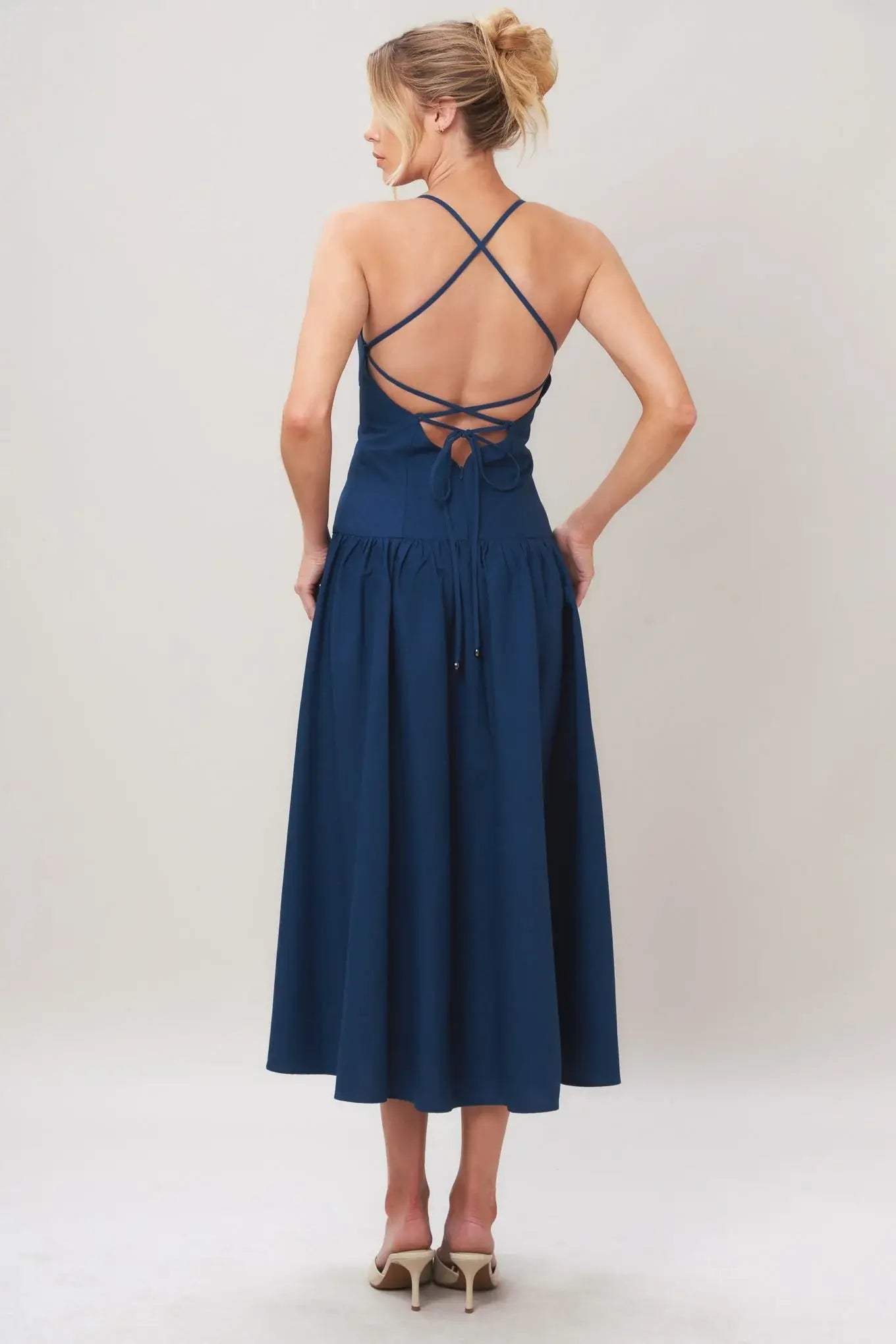 REFINED FLOW WOVEN MIDI DRESS - Flying Tomato - Flyclothing LLC