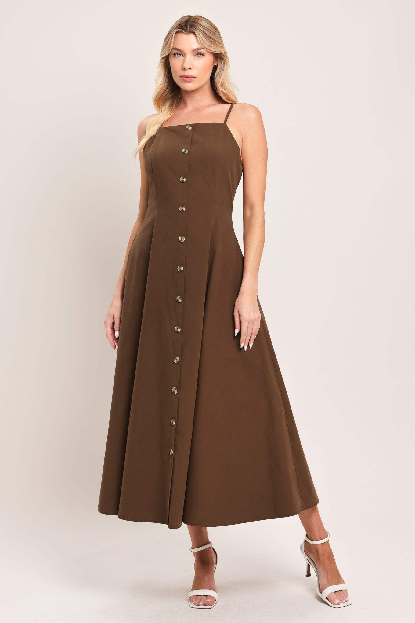EARTHY GRACE WOVEN MIDI DRESS - Flying Tomato - Flyclothing LLC